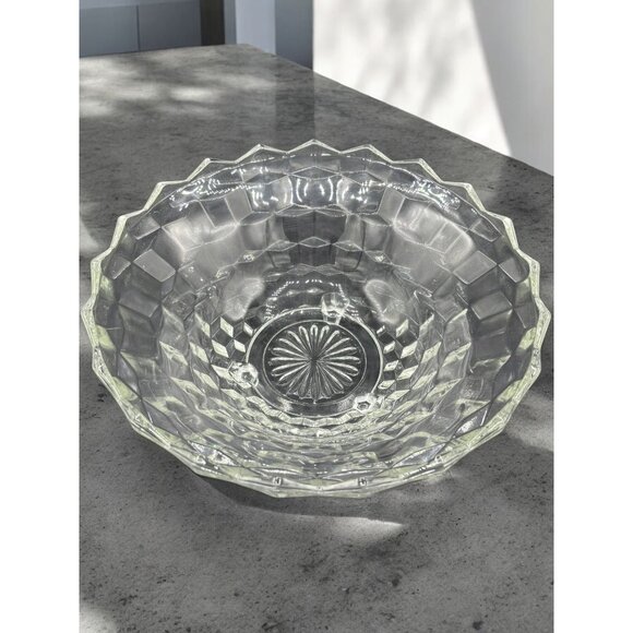 Vintage Whitehall Clear Footed Bowl By Indiana Glass Co. 10" Diameter Cubed - Picture 4 of 8